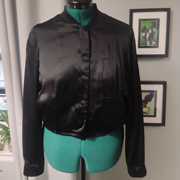 JNBY Graphic Print Black Lightweight Baseball Style Jacket Sz L - Picture 14 of 14